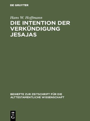 cover image of Die Intention der Verkündigung Jesajas